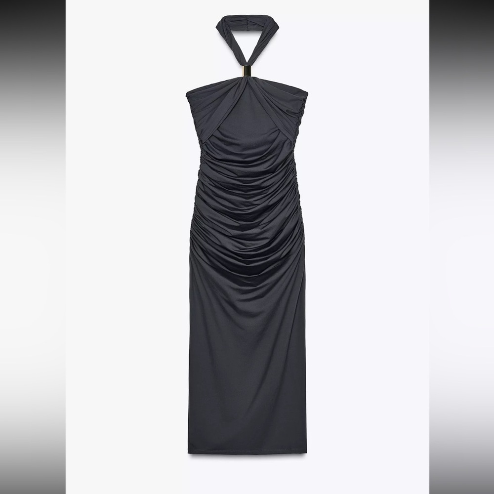 Zara Black Halter Neck Midi Dress